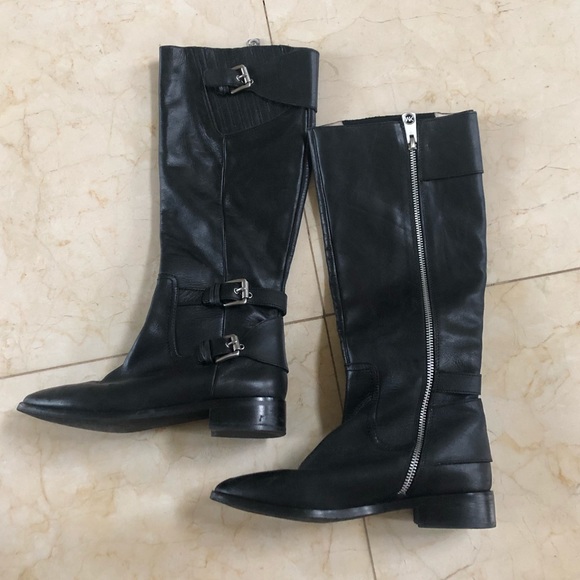 Michael Kors Sz 7 Leather Zipup Metal Detail Boots - Picture 1 of 6